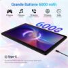 10 Inch Android 16 Tablet 5-Core Tablet, Widevine L1 20GB + 64GB + 1TB TF, WiFi 6 BT 5.3 6000mAh Battery, OTG Transmission, Face Unlock, Type C Headphone Jack (Black)  Amazon.fr: Electronics