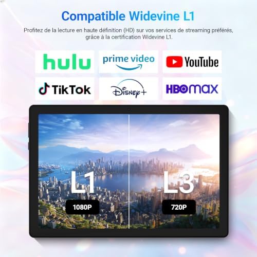 10 Inch Android 16 Tablet 5-Core Tablet, Widevine L1 20GB + 64GB + 1TB TF, WiFi 6 BT 5.3 6000mAh Battery, OTG Transmission, Face Unlock, Type C Headphone Jack (Black)  Amazon.fr: Electronics